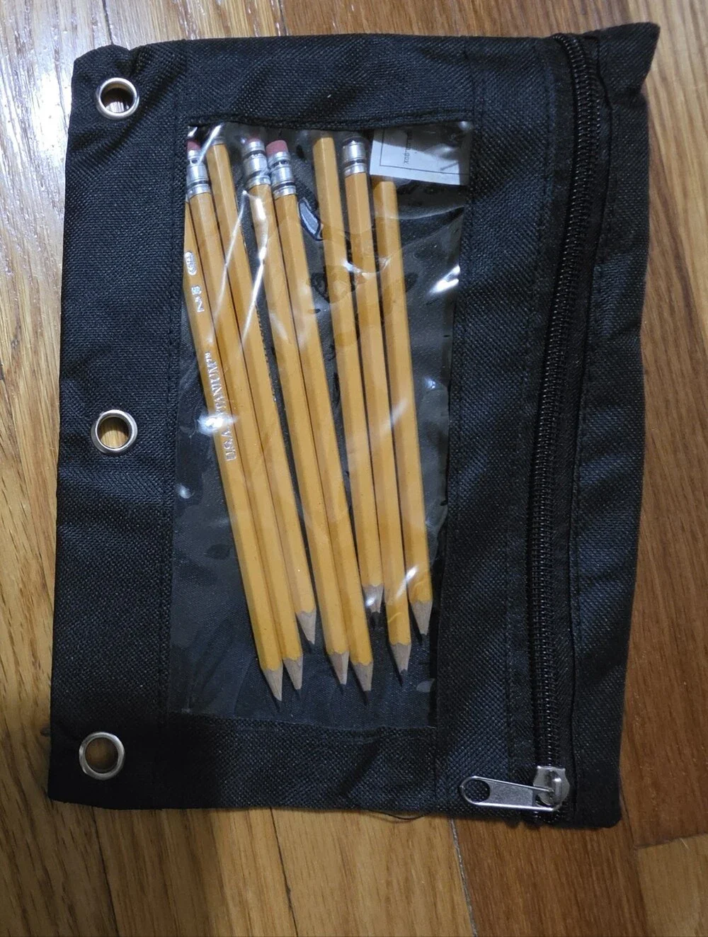 Set of Classic Yellow Woodcase Pencils in Black Canvas Holder